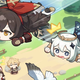 Amber and Paimon air gliding above Aether and Baron Rabbit